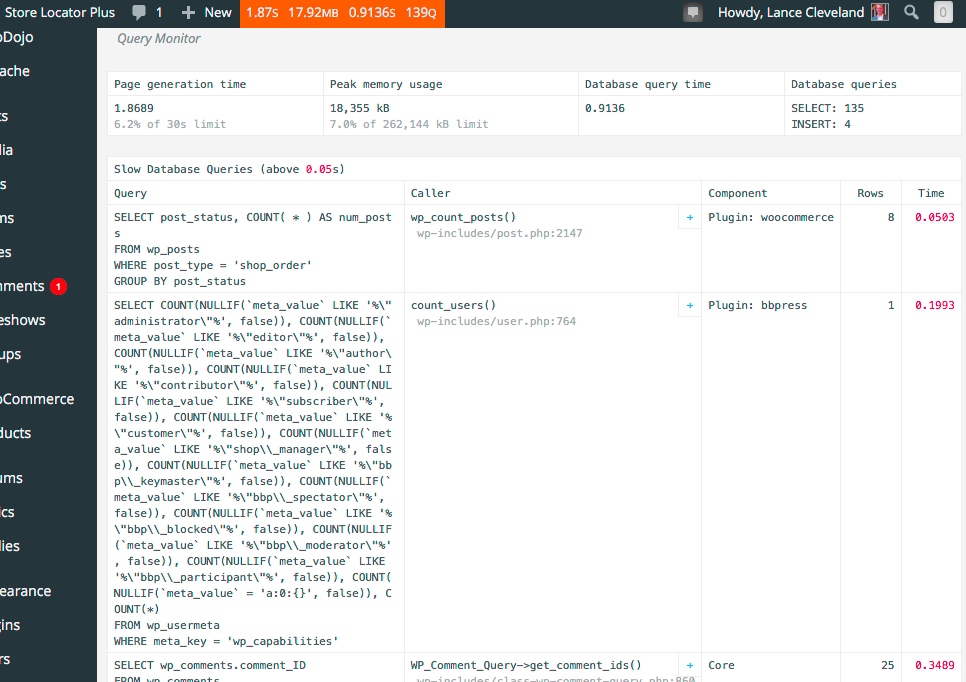 Query Monitor Output