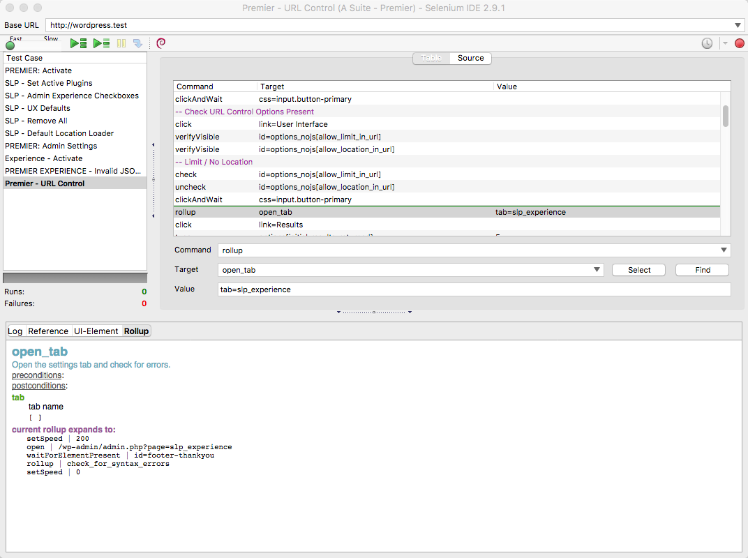 Selenium IDE Rollup With Args 2017-04-18_16-05-38