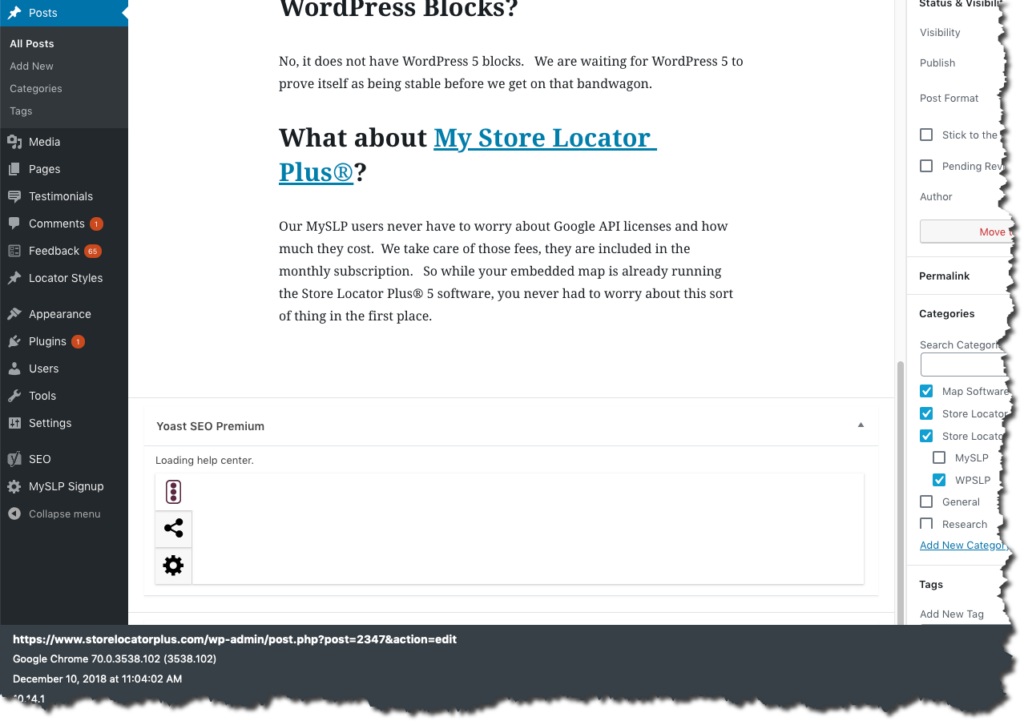 Yoast missing the primary interface in WordPress 5