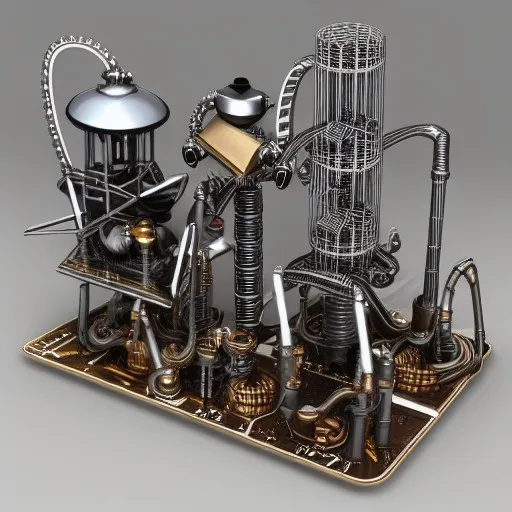 Nighstudio.Cafe AI Art Generated image for the phrase Deep computer memory wiring tower view 3d