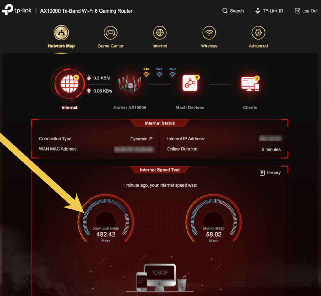 AX10000 Speed Test Interface