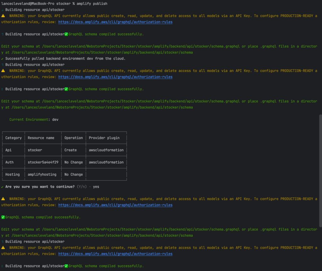 Starting A New App On Amplify with amplify publish