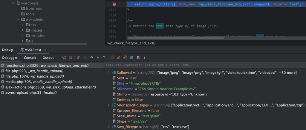 And example of PHP's fileinfo() functions incorrectly identifying a proper text/csv file as text/plain.